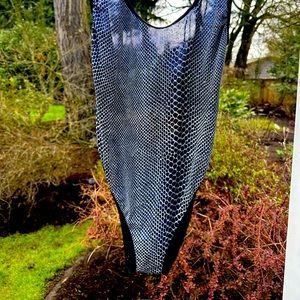 Vintage sexy Solar one piece tan through swimsuit